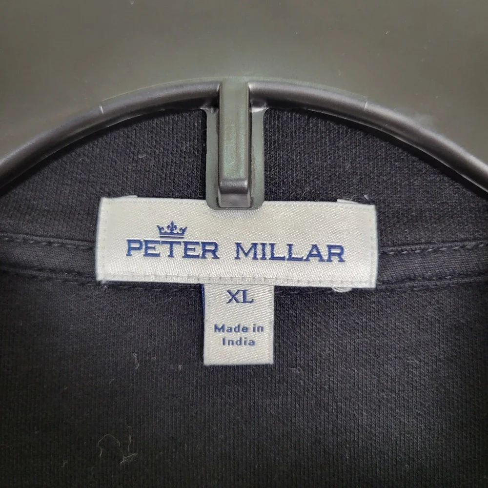 Peter Millar Mens XL Black 1/4 Zip Pullover Long Sleeve PerformanceGolf Sweater